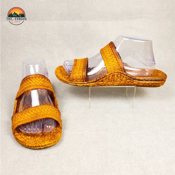 J-Slips Hawaii Slide Comfort Sandals Brown Slip On Unisex Size W9 M7.5 - Picture 1 of 9